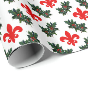 Fleur de Lis and Holly Wrapping Paper