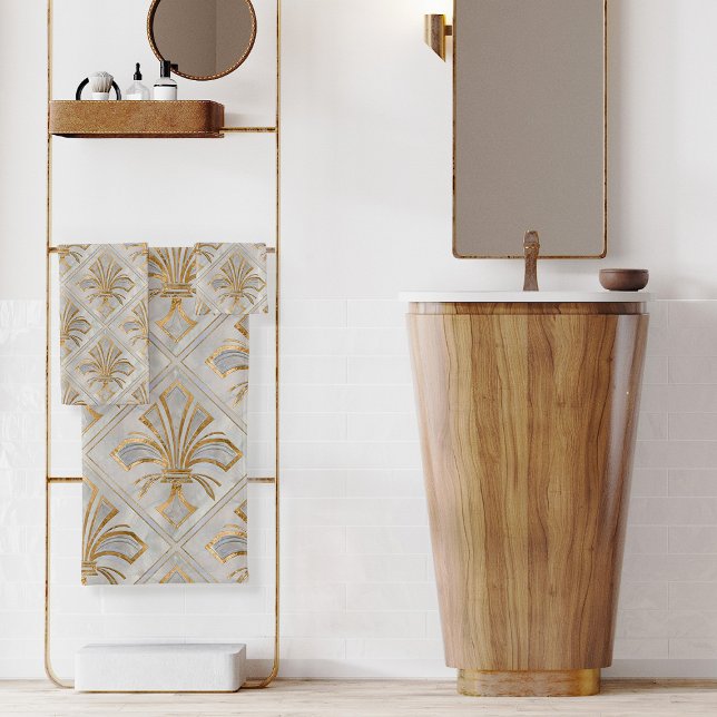 Fleur-de-lis Art Deco - pearl and gold Bath Towel Set (Creator Uploaded)