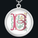 Fleur-de-lis B Monogram Silver Plated Necklace<br><div class="desc">We've got the entire alphabet in fleur-de-lis elegance and in every colour you can imagine! From a red A to a purple Z, we have so many choices you're sure to find exactly what you need. Move image, size up or down, and as always, add your own text to personalise...</div>