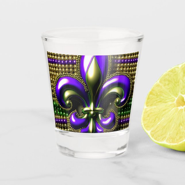 Fleur de lis Beaded  Mardi Gras  Shot Glass (Creator Uploaded)