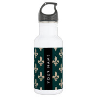 Fleur de Lis, Beige on Green, Royal, Your Name