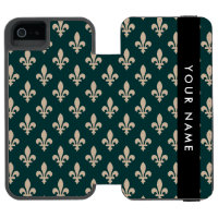 Fleur de Lis, Beige on Green, Royal, Your Name