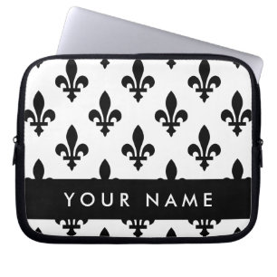 Fleur de Lis, Beige on Green, Royal, Your Name Laptop Sleeve