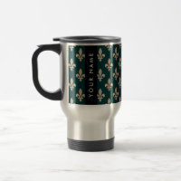 Fleur de Lis, Beige on Green, Royal, Your Name