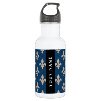 Fleur de Lis, Beige on Navy Blue, Royal, Your Name