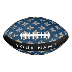 Fleur de Lis, Beige on Navy Blue, Royal, Your Name American Football