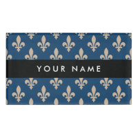 Fleur de Lis, Beige on Navy Blue, Royal, Your Name