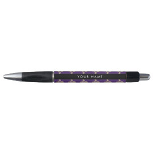 Fleur de Lis, Beige on Purple, Royal, Your Name