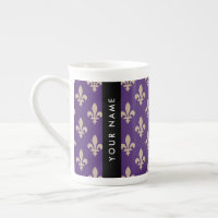Fleur de Lis, Beige on Purple, Royal, Your Name