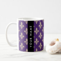 Fleur de Lis, Beige on Purple, Royal, Your Name