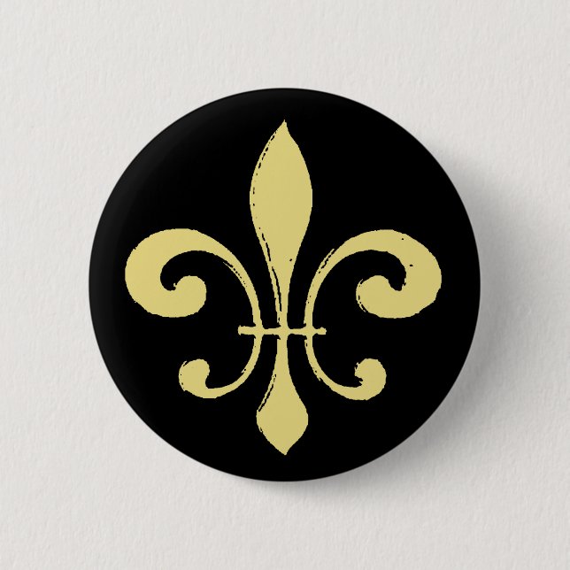 Fleur De Lis,Black and Gold 6 Cm Round Badge (Front)