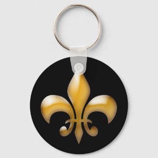 Fleur de Lis Black and Golden Yellow Key Ring