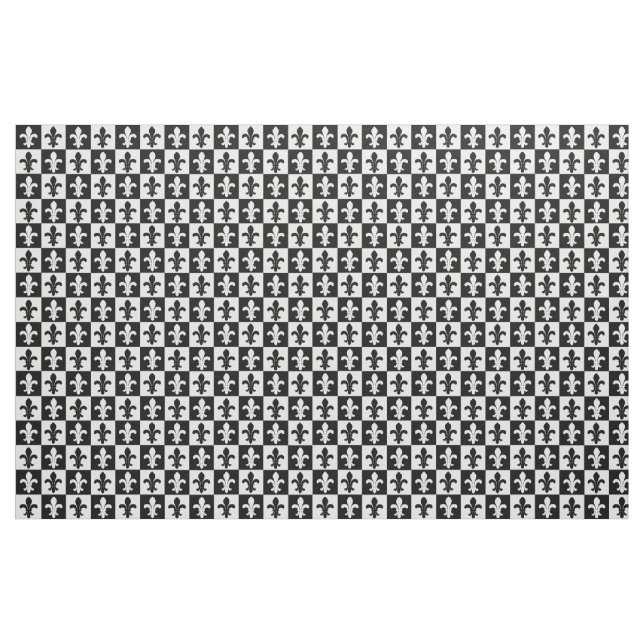 Fleur-de-lis Black and White Pattern Fabric (Yard)