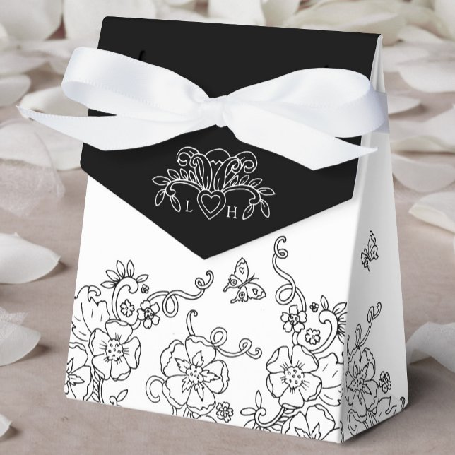 Fleur de lis black and white wedding  favour box (Creator Uploaded)