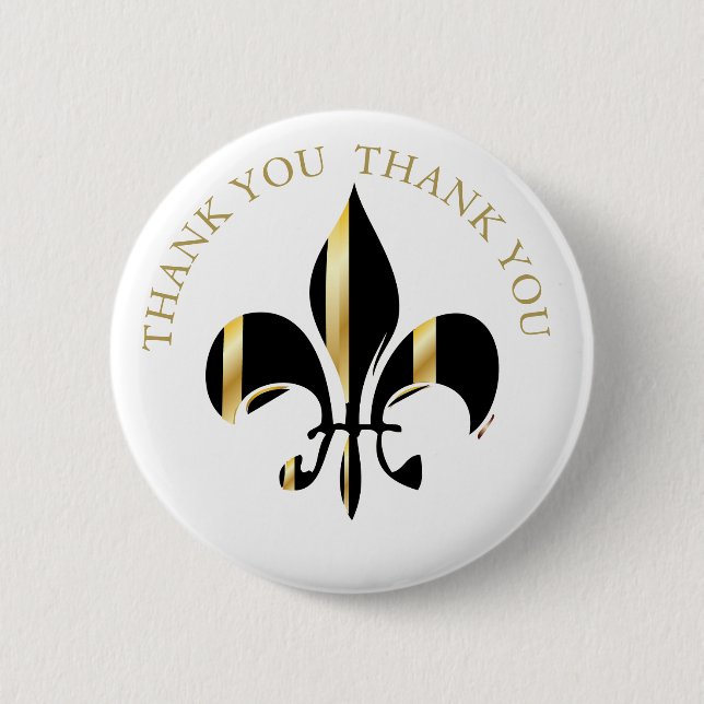 Fleur de Lis/black + gold 6 Cm Round Badge (Front)