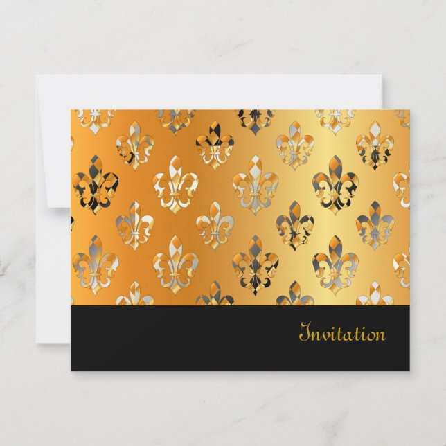 Fleur de Lis/black + gold Invitation (Front)