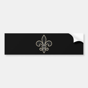 Fleur de Lis Black with White and Gold Bumper Sticker