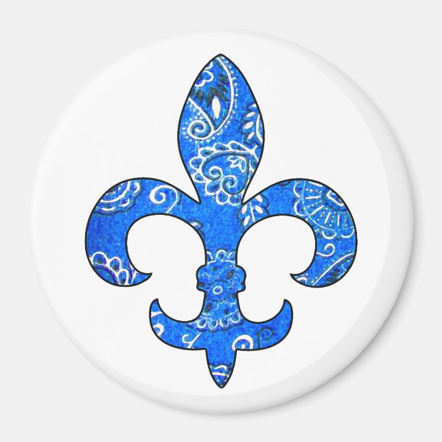 Fleur de lis Blue Bandanna Magnet (Front)