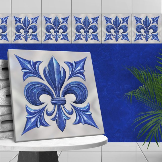Fleur-De-Lis Blue Marble and pearl Tile (Creator Uploaded)