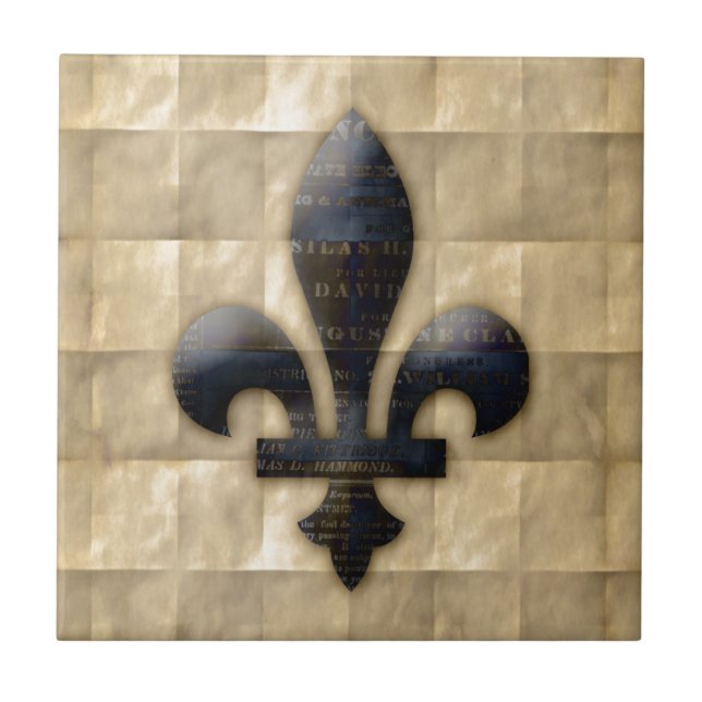 Fleur de Lis Bronze Tan Tile (Front)