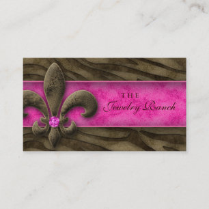 Fleur de Lis Business Card Jewellery Pink Zebra