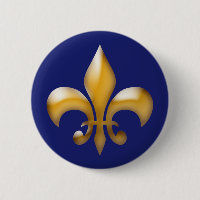 Fleur de Lis Button in Navy and Gold