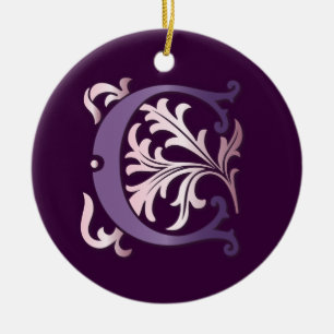Fleur-de-lis C Monogram Ceramic Tree Decoration