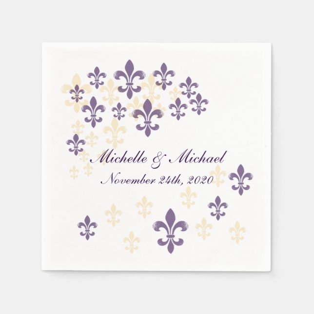 Fleur de Lis Cascade Cocktail Napkins (Front)