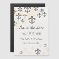 Fleur de Lis Cascade Magnetic Save the Date Black
