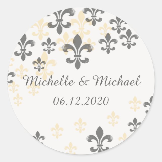 Fleur de Lis Cascade Round Stickers (Front)