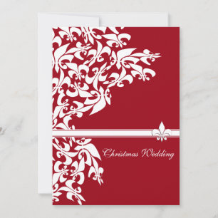 Fleur de Lis Casual Christmas Wedding Invitation
