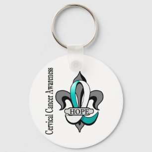 Fleur De Lis Cervical Cancer Hope Key Ring