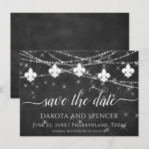 Fleur de Lis Charcoal Lights   Minimalist Wedding Save The Date