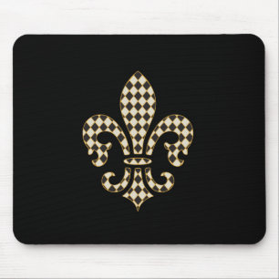 Fleur de Lis Chequered Pattern Mouse Mat
