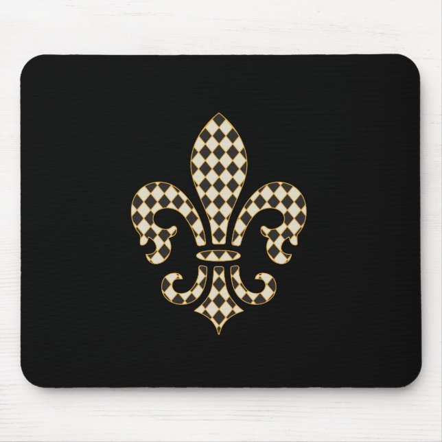 Fleur de Lis Chequered Pattern Mouse Mat (Front)