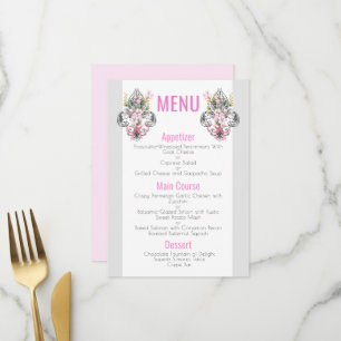 Fleur de lis   Cherry Blossom 4.5" x 6.25" Menu