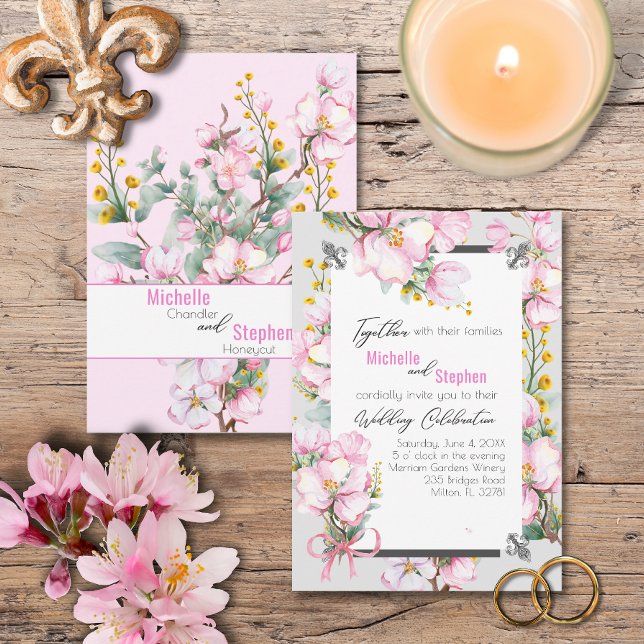 Fleur de lis / Cherry Blossom Wedding Invite (Creator Uploaded)