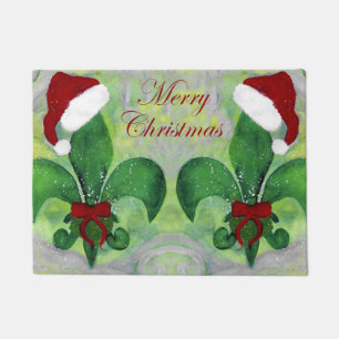 Fleur de lis Christmas Holiday rug doormat
