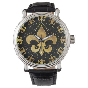 Fleur-de-lis - circular ornament - Gold and black Watch