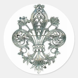 Fleur de lis classic round sticker