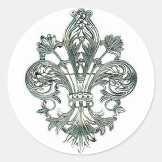 Fleur de lis classic round sticker