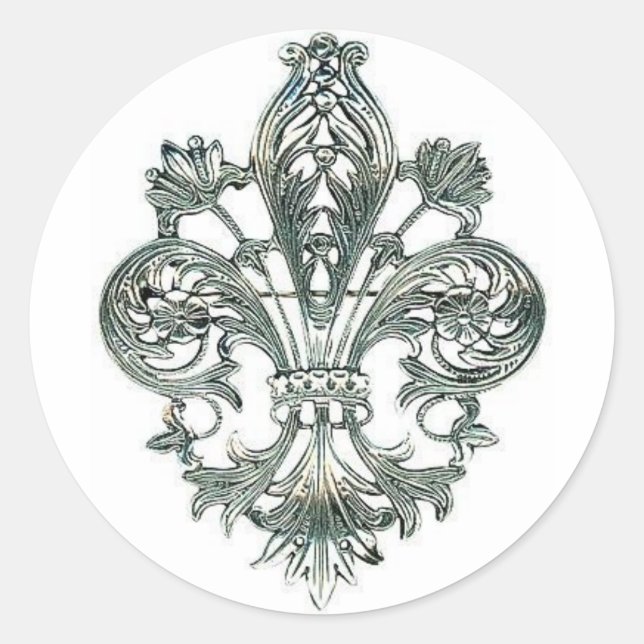 Fleur de lis classic round sticker (Front)