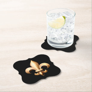 Fleur De Lis Coasters - Black & Gold