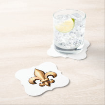 Fleur De Lis Coasters - White & Gold