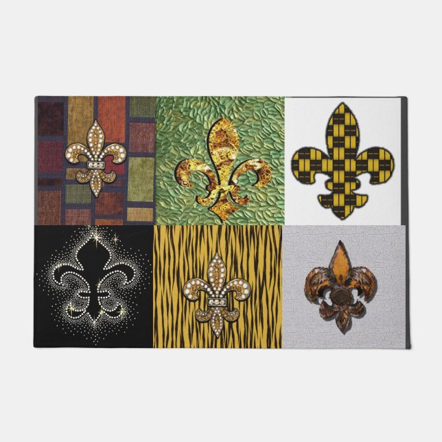 Fleur De Lis Collage Doormat (Front)