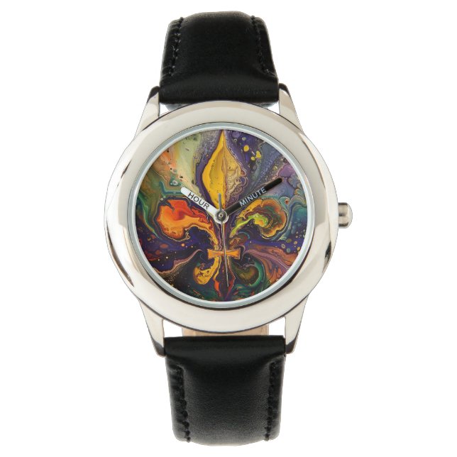 Fleur de Lis Colourful Mardi Gras Watch (Front)