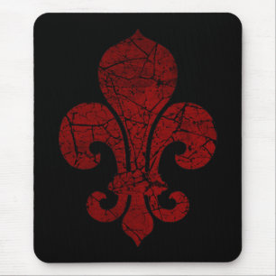 fleur-de-lis-cracked_red mouse mat