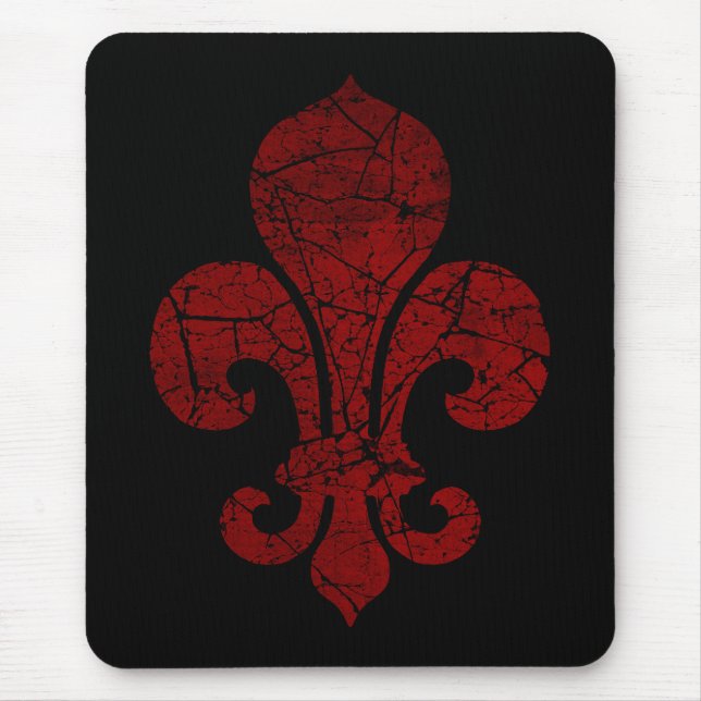 fleur-de-lis-cracked_red mouse mat (Front)