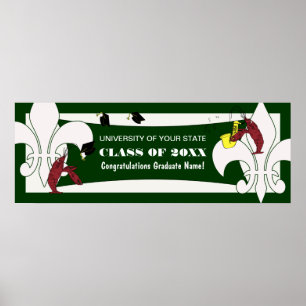 Fleur de Lis Crawfish Graduation Banner Poster