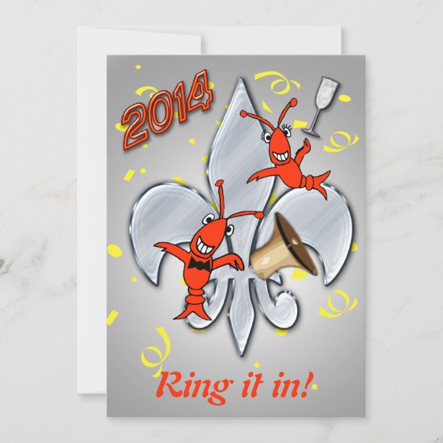 Fleur de Lis Crawfish New Year's Party Invitation (Front)